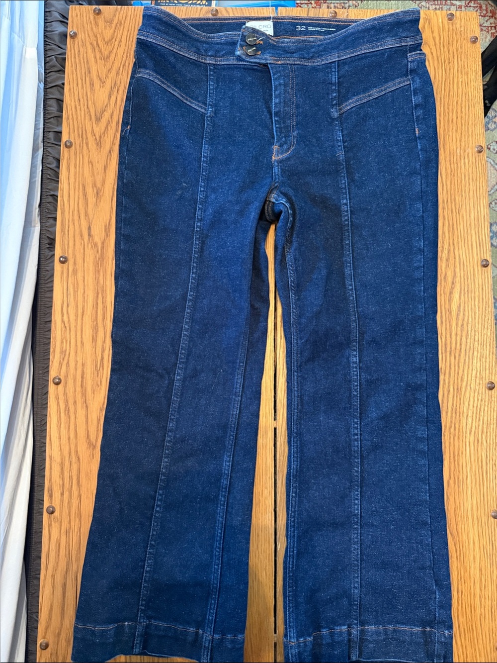 Anthropologie Pilcro Dark Blue Flare Jeans with Panel Seams